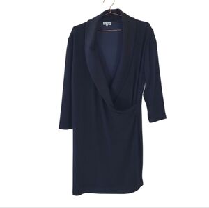 TIEL DOREIN Black Surplice Neck Long Sleeve Dress Size 2X Made in USA